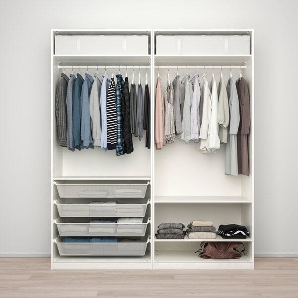 Ikea PAX / FARDAL/ÅHEIM - Wardrobe combination, glossy white/glass mirror,200x60x236 cm