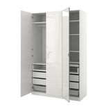 PAX / FARDAL/ÅHEIM wardrobe combination, white/high-gloss/white mirror glass, 150x60x236 cm