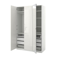 PAX / FARDAL/ÅHEIM wardrobe combination, white/high-gloss/white mirror glass, 150x60x236 cm