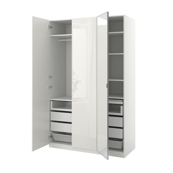 Ikea PAX / FARDAL/ÅHEIM - Wardrobe combination, white/glossy/white mirror glass,150x60x236 cm
