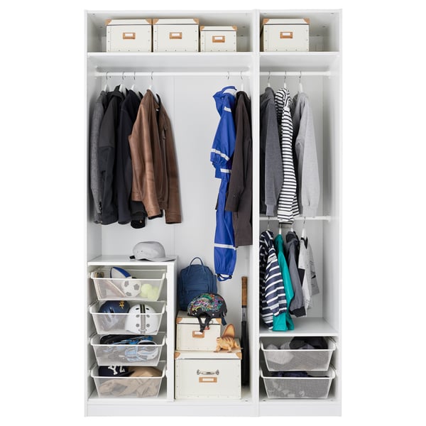 PAX / FARDAL/ÅHEIM wardrobe combination, high-gloss white/mirror glass, 150x60x236 cm