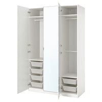 PAX / FARDAL/ÅHEIM wardrobe combination, high-gloss white/mirror glass, 150x60x236 cm