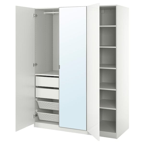 Ikea PAX / FARDAL/ÅHEIM - Wardrobe combination, glossy white/glass mirror,150x60x201 cm