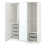 PAX / FARDAL/ÅHEIM wardrobe combination, high-gloss white/mirror glass, 150x60x201 cm