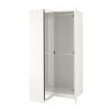 PAX / FARDAL/ÅHEIM corner wardrobe, high-gloss white/mirror glass, 111/88x201 cm