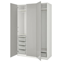 PAX / FARDAL wardrobe combination, white/high-gloss light grey, 150x60x236 cm