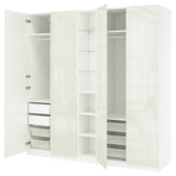 PAX / FARDAL wardrobe combination, white high-gloss/white white, 235x60x236 cm