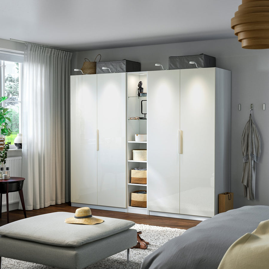 PAX / FARDAL wardrobe combination, white high-gloss/white white, 235.0x201.2x60.0 cm