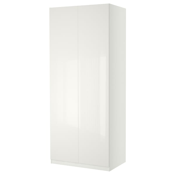 PAX / FARDAL wardrobe combination, white/high-gloss/white, 100x60x236 cm