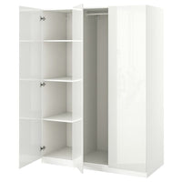 PAX / FARDAL wardrobe combination, white/high-gloss white, 150x60x201 cm