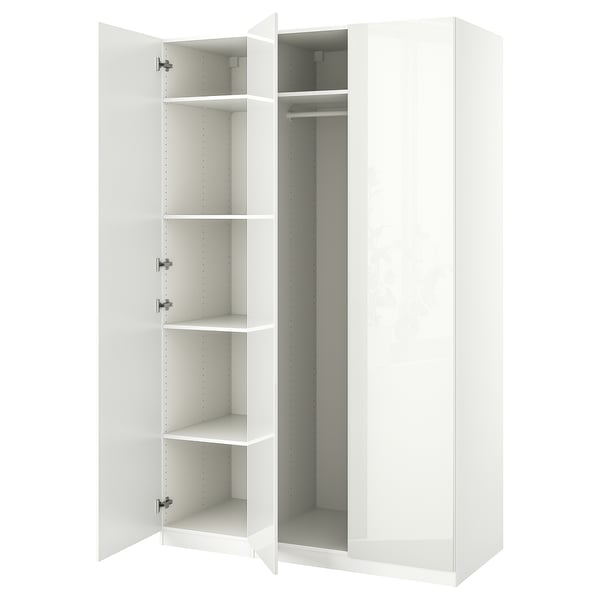 PAX / FARDAL wardrobe combination, white/high-gloss white, 150x60x236 cm