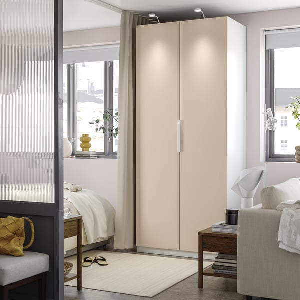 PAX / FARDAL wardrobe combination, white/high-gloss light orange, 100x60x236 cm