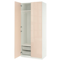 PAX / FARDAL wardrobe combination, white/high-gloss light orange, 100x60x236 cm