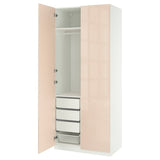 PAX / FARDAL wardrobe combination, white/high-gloss light orange, 100x60x236 cm