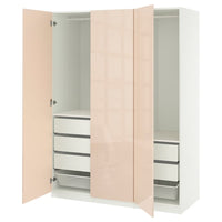 PAX / FARDAL wardrobe combination, white/high-gloss light orange, 150x60x201 cm