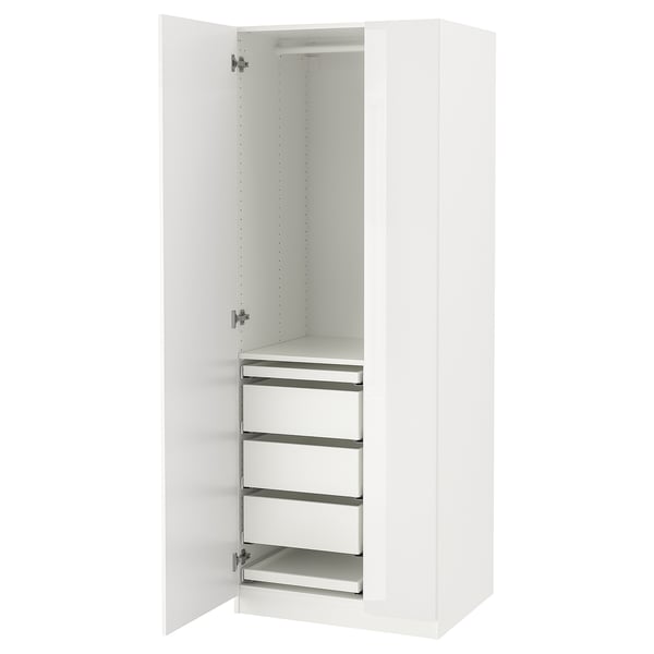 PAX / FARDAL wardrobe combination, high-gloss/white, 75x60x201 cm