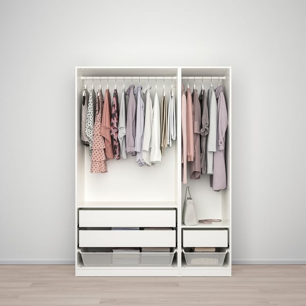 PAX / FARDAL wardrobe, white/high-gloss/white, 150x60x201 cm