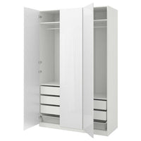 PAX / FARDAL wardrobe, white/high-gloss/white, 150x60x236 cm