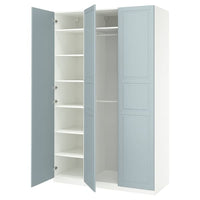 PAX / FJÄREHALS wardrobe combination, white/light grey-blue, 150x60x236 cm