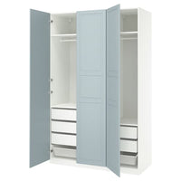 PAX / FJÄREHALS wardrobe combination, white/light grey-blue, 150x60x236 cm