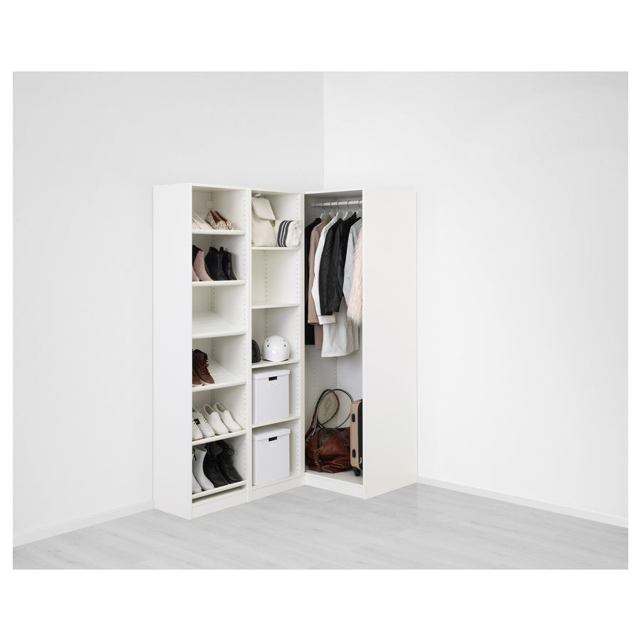 PAX / FLISBERGET corner wardrobe, white/light beige, 160.5x201.2 cm