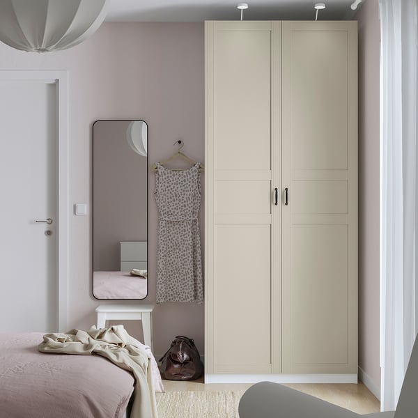 PAX / FLISBERGET wardrobe, white/light beige, 100x60x236 cm