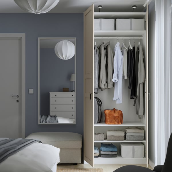 PAX / FLISBERGET wardrobe, white/light beige, 100x60x236 cm