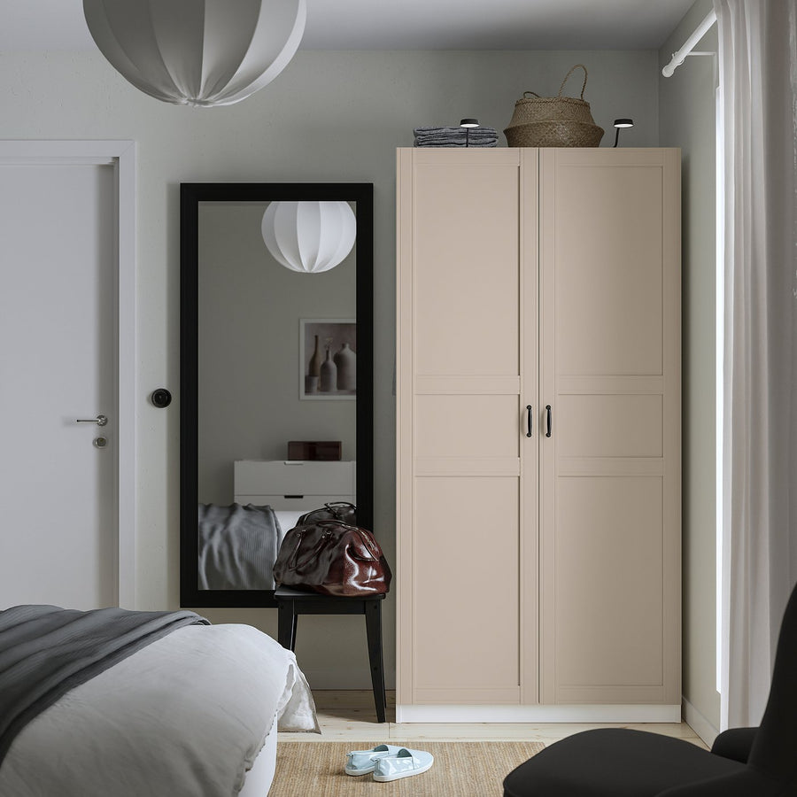 PAX / FLISBERGET wardrobe, white/light beige, 100x60x201 cm