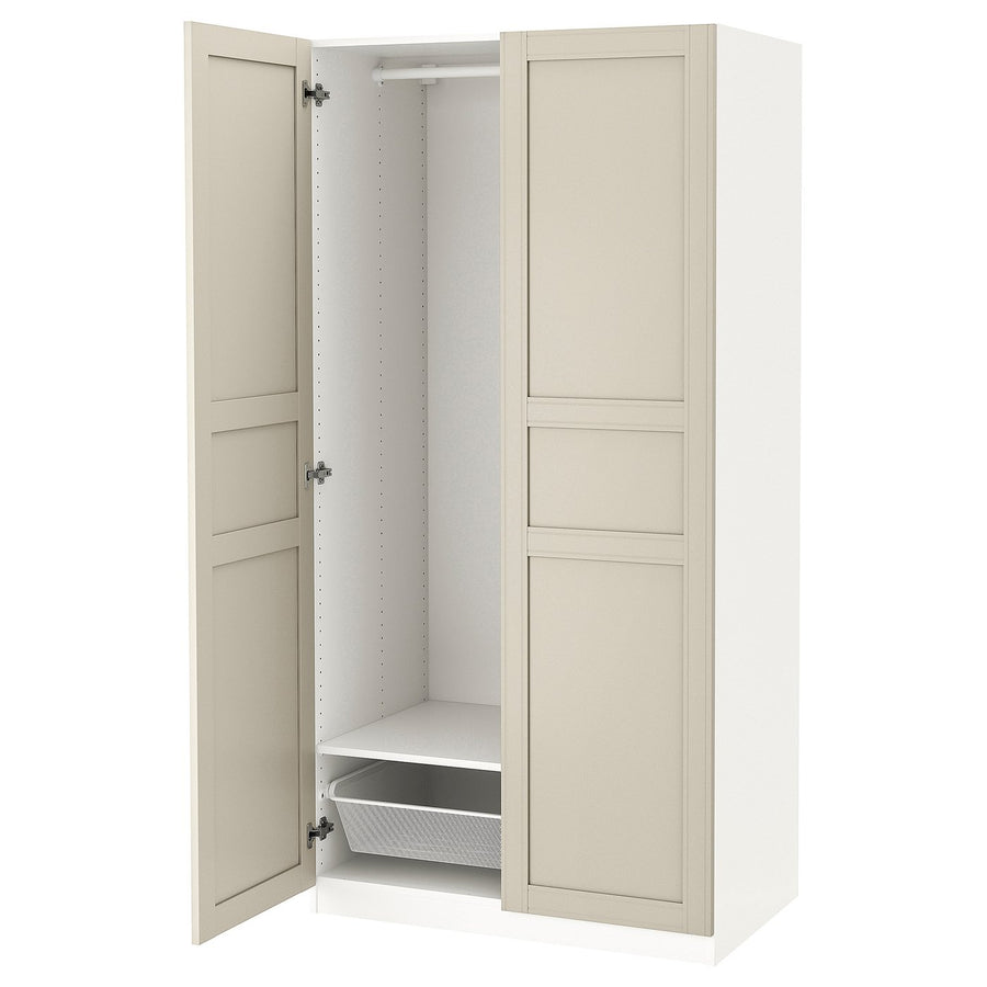 PAX / FLISBERGET wardrobe, white/light beige, 100.0x201.2x60.0 cm