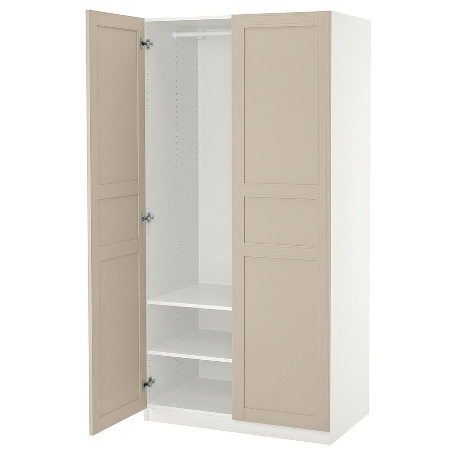 PAX / FLISBERGET wardrobe, white/light beige, 100x60x201 cm