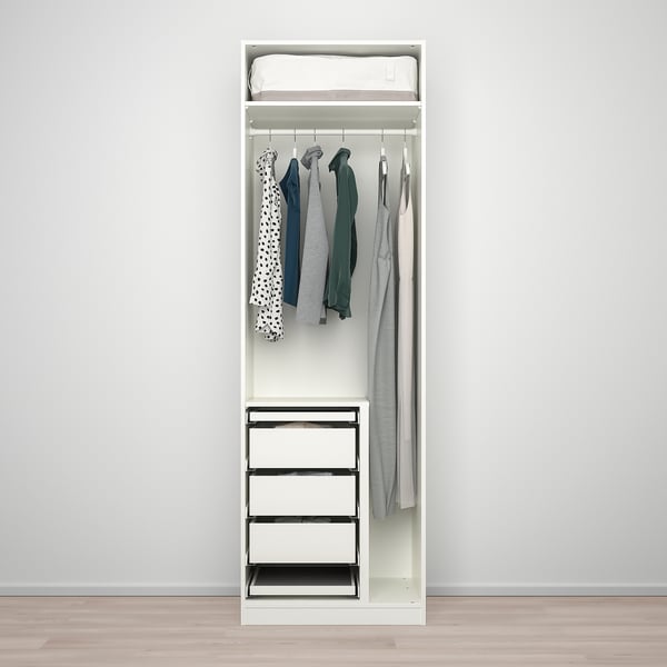 PAX / FORSAND/ÅHEIM wardrobe combination, white/mirror glass, 75x60x236 cm