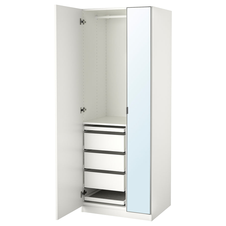 PAX / FORSAND/ÅHEIM wardrobe combination, white/mirror glass, 75x60x201 cm
