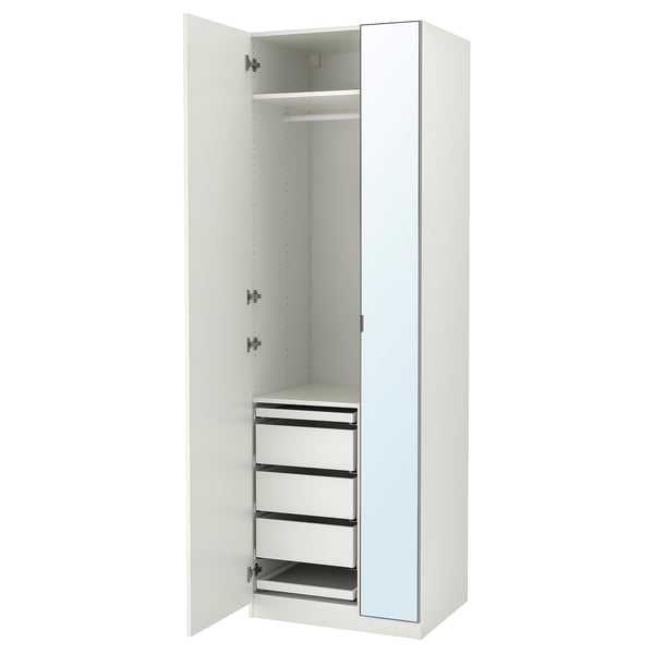 PAX / FORSAND/ÅHEIM wardrobe combination, white/mirror glass, 75x60x236 cm