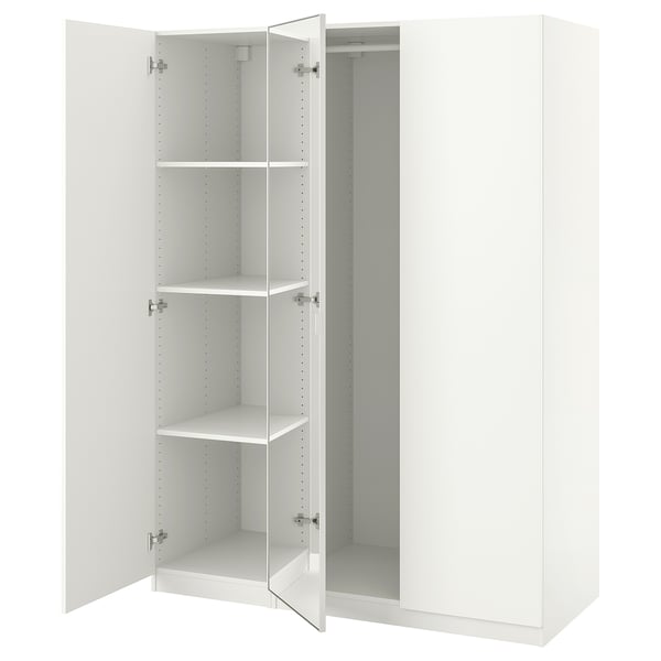 PAX / FORSAND/ÅHEIM wardrobe combination, white/mirror glass, 150x60x201 cm
