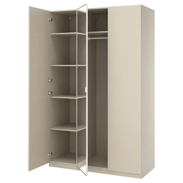 Ikea PAX / FORSAND/ÅHEIM - Wardrobe combination, grey-beige/mirror glass, 150x60x236 cm