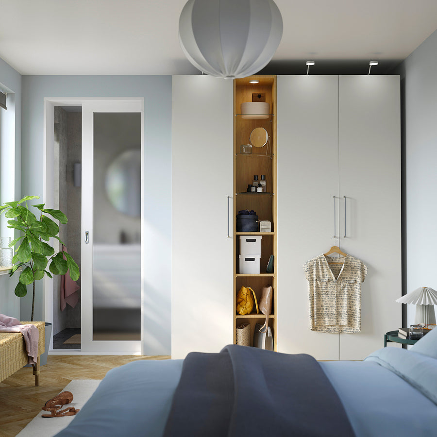 PAX / FORSAND wardrobe combination, white white/oak effect, 185x60x236 cm
