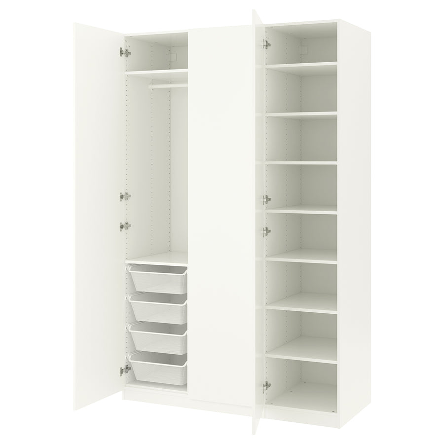 PAX / FORSAND wardrobe combination, white/white, 150.0x236.4x60.0 cm