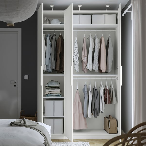 PAX / FORSAND wardrobe combination, white/white, 150x60x236 cm