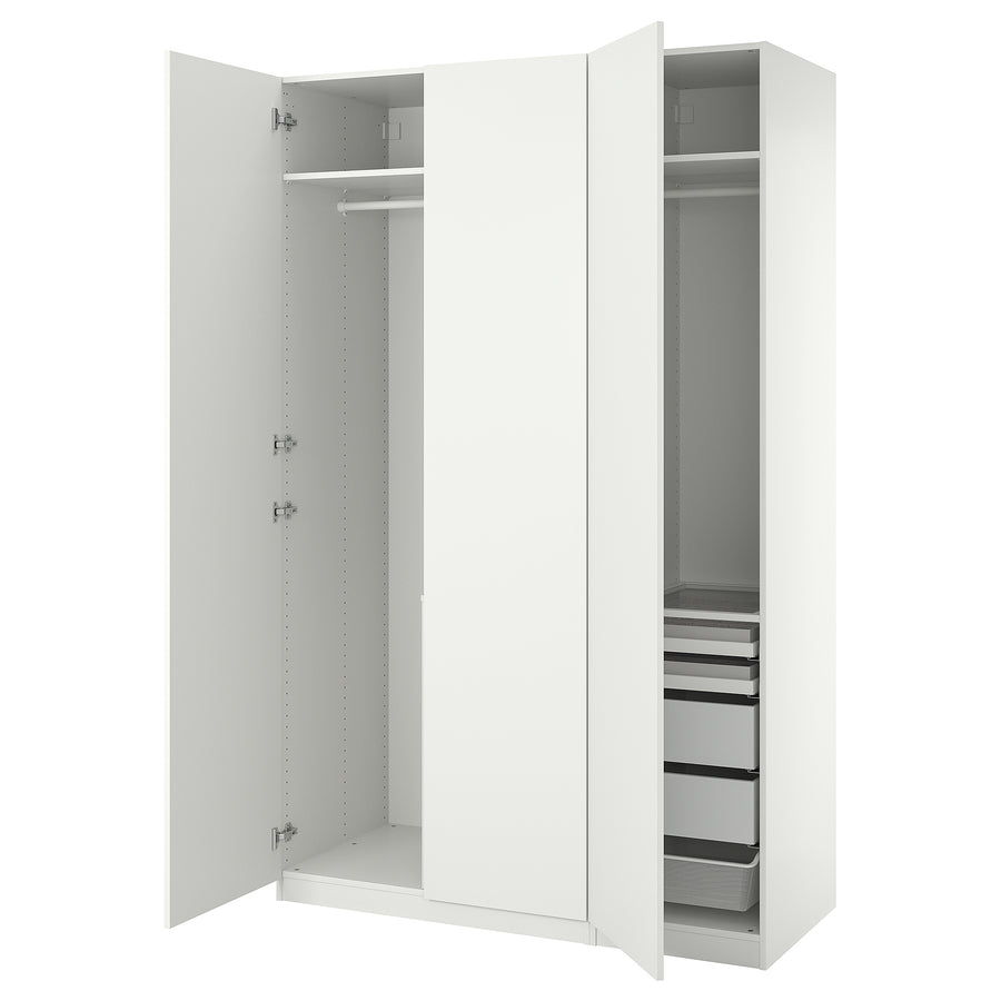 PAX / FORSAND wardrobe combination, white/white, 150.0x236.4x60.0 cm