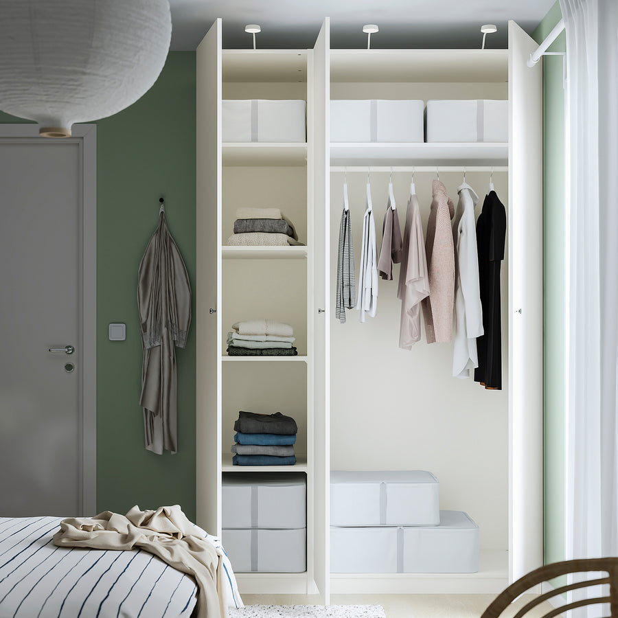 PAX / FORSAND wardrobe combination, white/white, 150.0x236.4x60.0 cm
