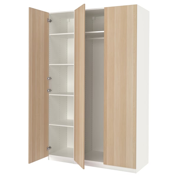 PAX / FORSAND wardrobe combination, white/white stained oak effect, 150x60x236 cm