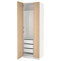 PAX / FORSAND wardrobe combination, white/white stained oak effect, 75x60x236 cm