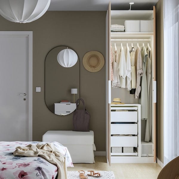 Ikea PAX / FORSAND - Wardrobe combination, white / oak effect with white stain,75x60x236 cm