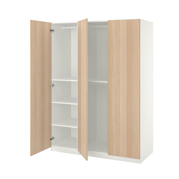 PAX / FORSAND wardrobe combination, white/white stained oak effect, 150x60x201 cm