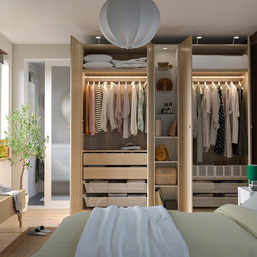 PAX / FORSAND wardrobe combination, white stained oak effect white stained oak effect/white, 235x60x236 cm