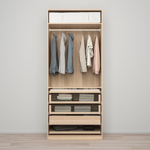 Ikea PAX / FORSAND - Combination of wardrobe, oak effect with white stain/ oak effect with white stain,100x60x236 cm