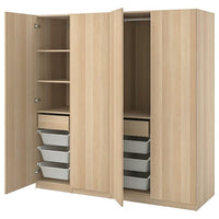 PAX / FORSAND wardrobe combination, white stained oak effect/white stained oak effect, 200x60x201 cm