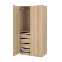 PAX / FORSAND wardrobe combination, white stained oak effect/white stained oak effect, 100x60x201 cm