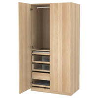 PAX / FORSAND wardrobe combination, white stained oak effect/white stained oak effect, 100x60x201 cm