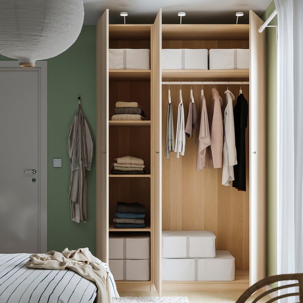 PAX / FORSAND wardrobe combination, white stained oak effect/white stained oak effect, 150x60x236 cm